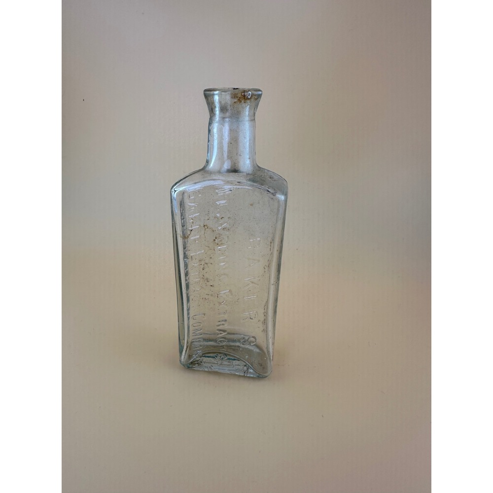 Antique Baker Extract Company Glass Bottle Flavoring Extracts 19th Century Clear